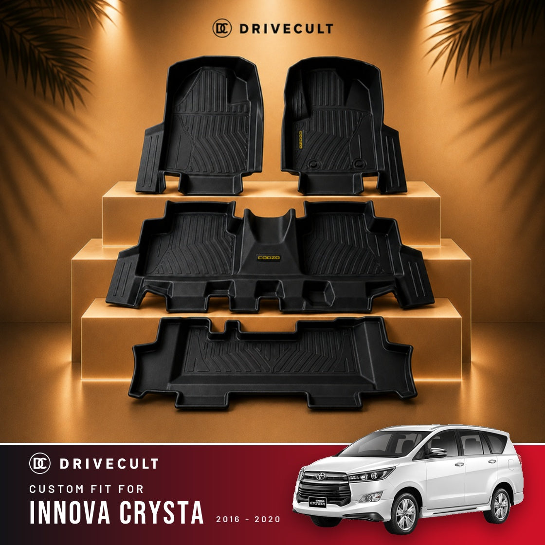 Toyota Innova Crysta 2016 - 2020 DriveCult ATM Mats custom-fit TPE floor mats