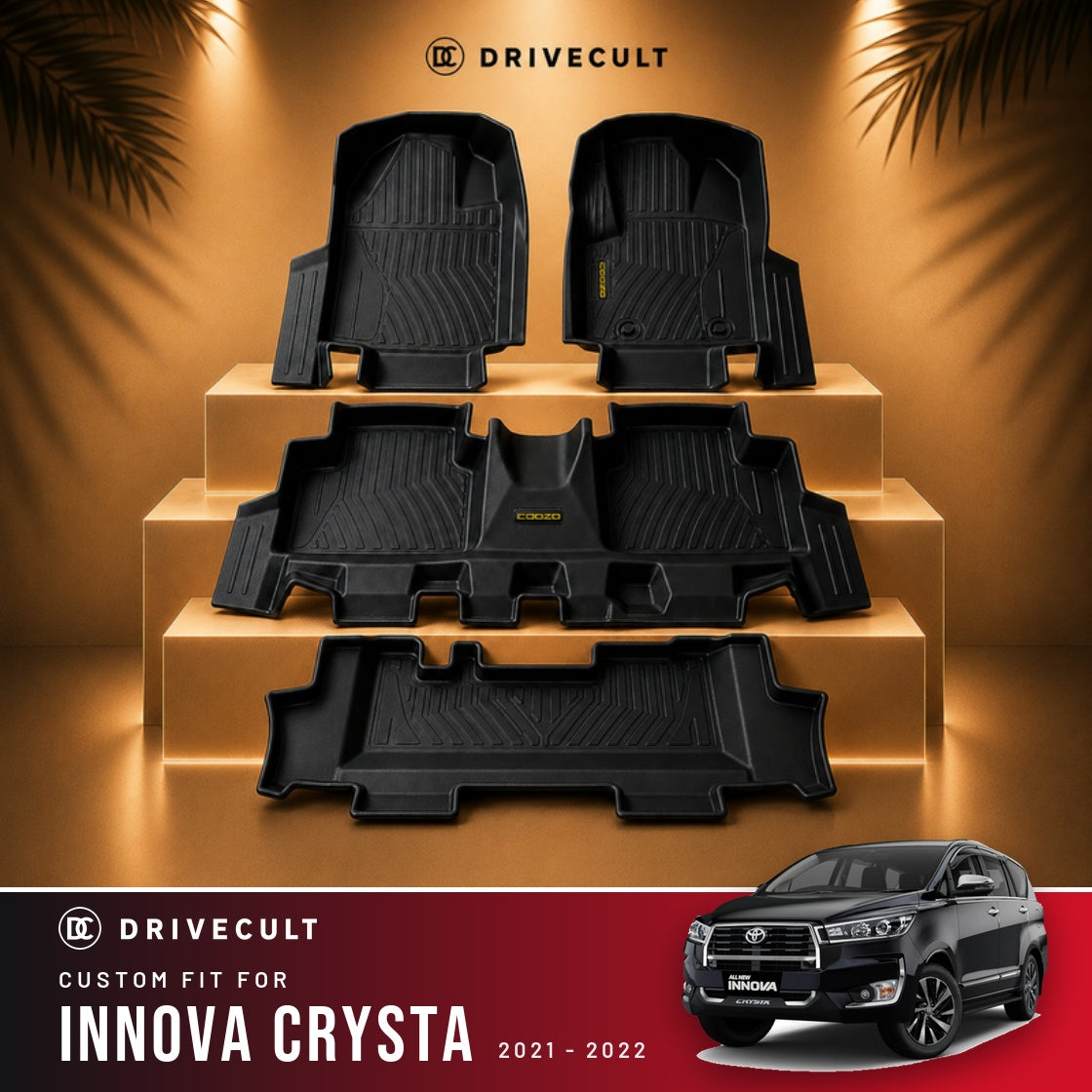 Toyota Innova Crysta 2021 - 2022 DriveCult ATM Mats custom-fit TPE floor mats