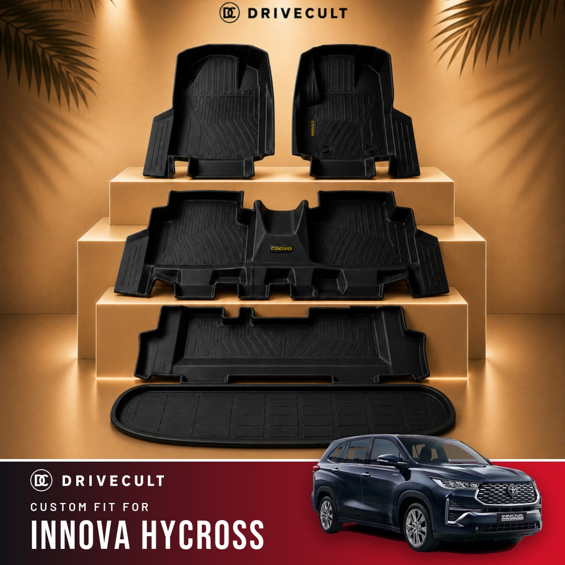Toyota Innova Hycross DriveCult ATM Mats custom-fit TPE floor mats