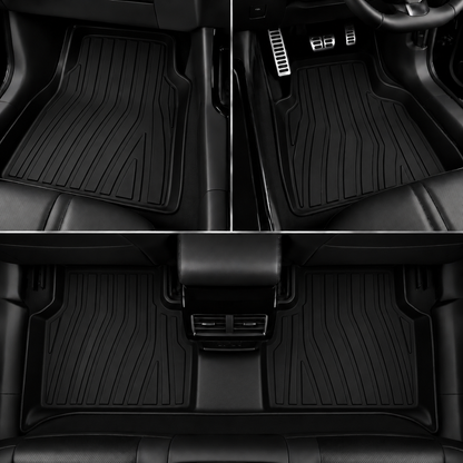 Apex TPE 5D mats fitted in a car footwell and rear floor