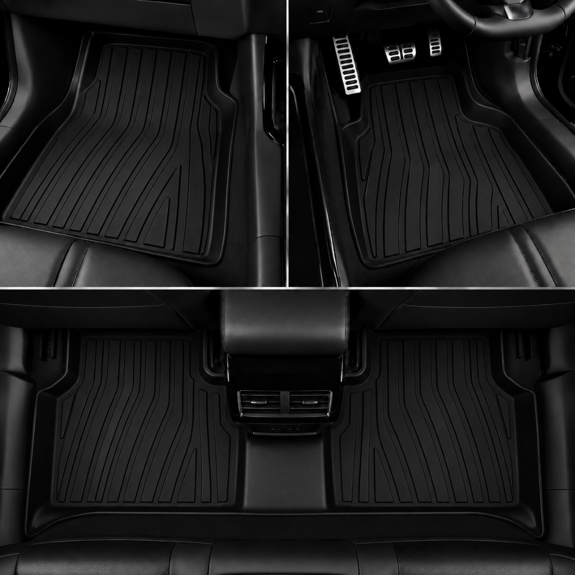 Apex TPE 5D mats fitted in a car footwell and rear floor